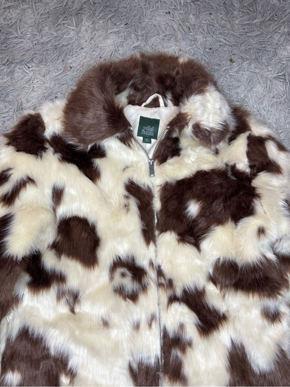 Wild Fable Women’s Faux Fur Jacket - Brown Cow Print Size XXL NWT - Picture 5 of 8